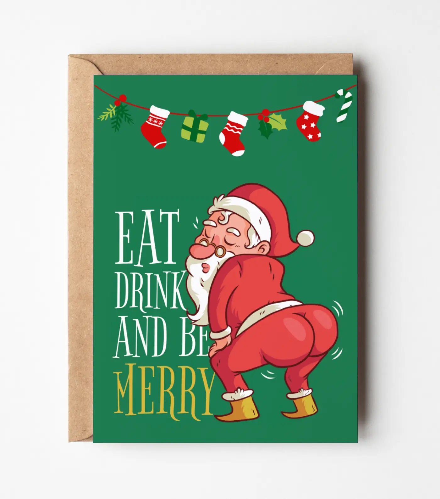 Eat Drink And Be Merry Christmas Greeting Card