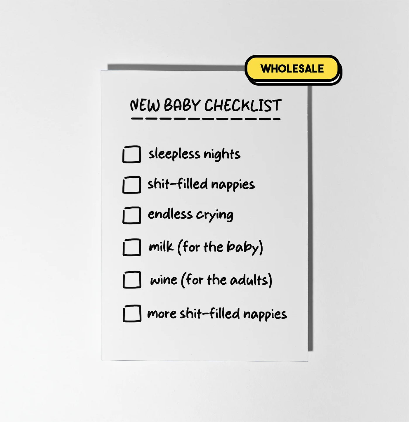 New Baby Checklist Greeting Card Wholesale
