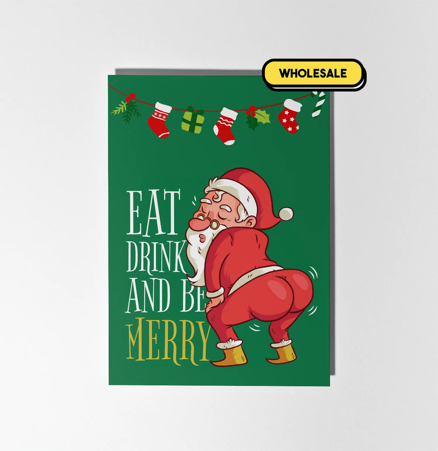 Eat Drink And Be Merry Christmas Greeting Card Wholesale