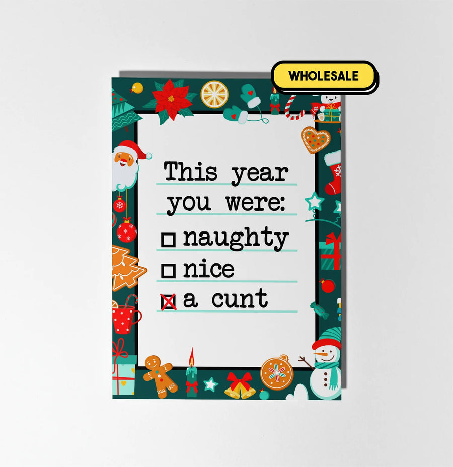 This Year You Were A Cunt Christmas Greeting Card Wholesale