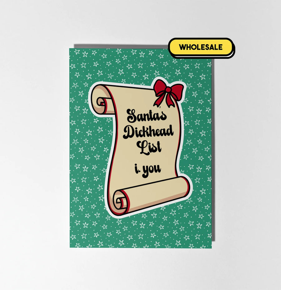 Santa's Dickhead List Christmas Greeting Card Wholesale