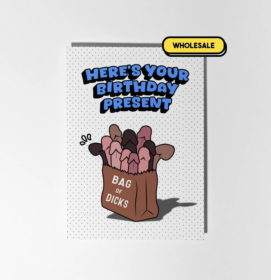 Bag Of Dicks Birthday Present Greeting Card Wholesale