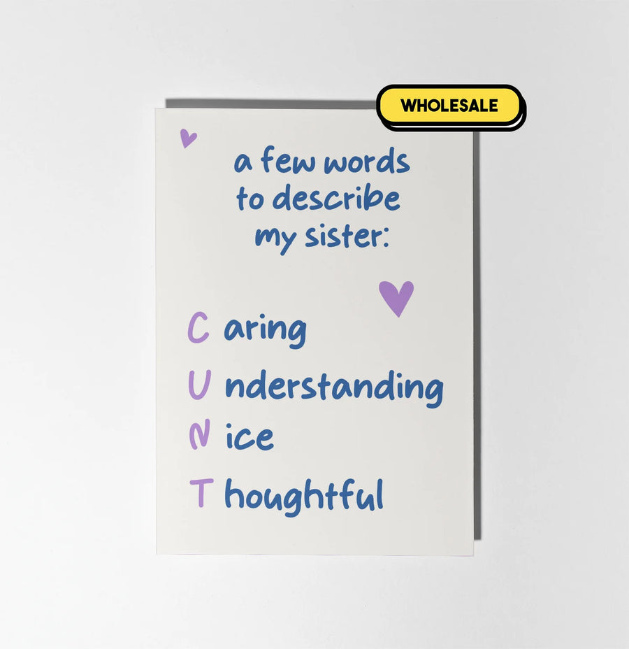 A Few Words To Describe My Sister Greeting Card Wholesale