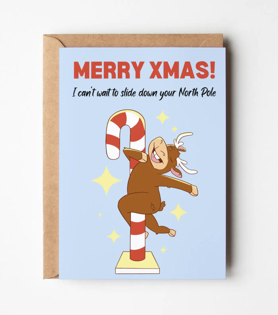 I Can't Wait To Slide Down Your Northpole Christmas Greeting Card