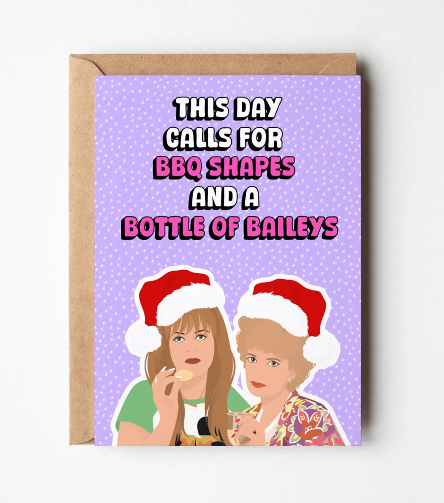 Kath and Kim: BBQ Shapes And A Bottle Of Baileys Christmas Card Greeting Card
