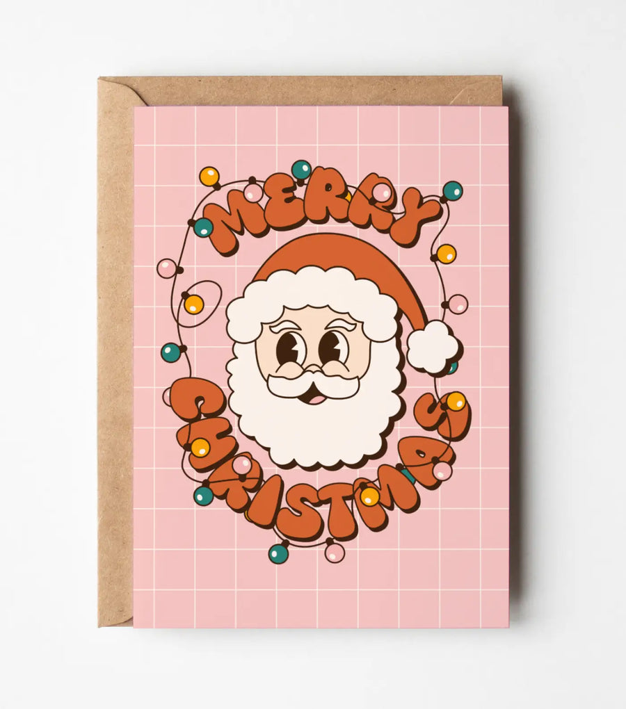 Merry Christmas Retro Santa Greeting Card