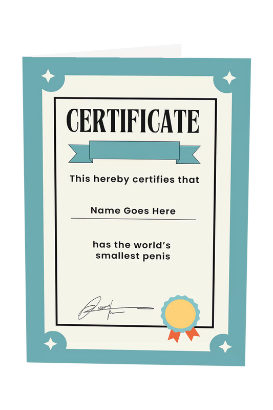 Certificate Custom Text Greeting Card