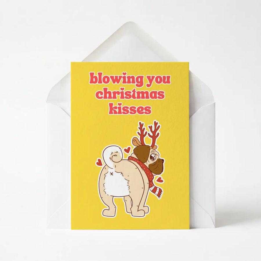 Blowing You Christmas Kisses - Christmas Greeting Card