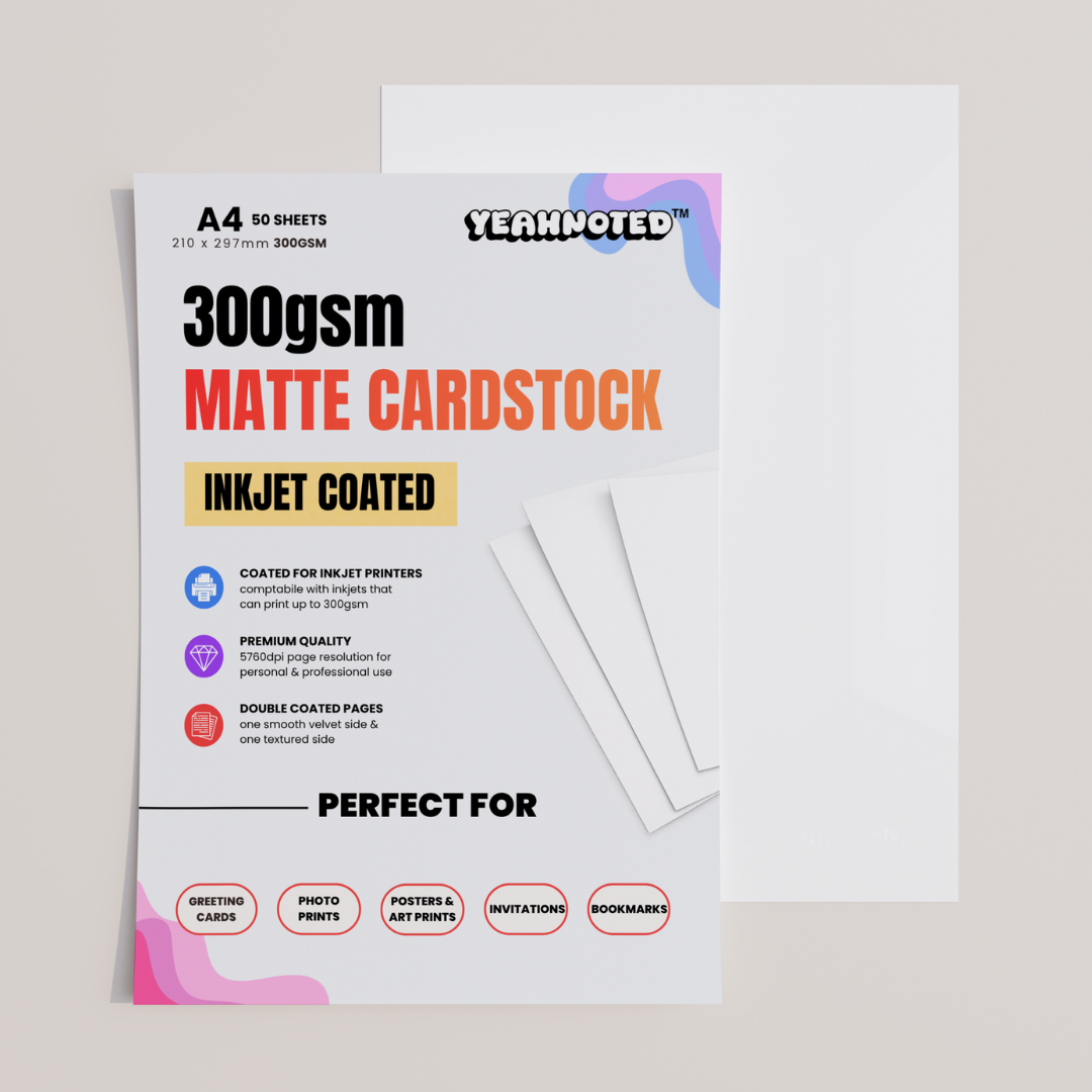 300gsm Inkjet Double Sided Matte Cardstock Paper A4 (5 Sheets) - Greeting Card & Poster Paper