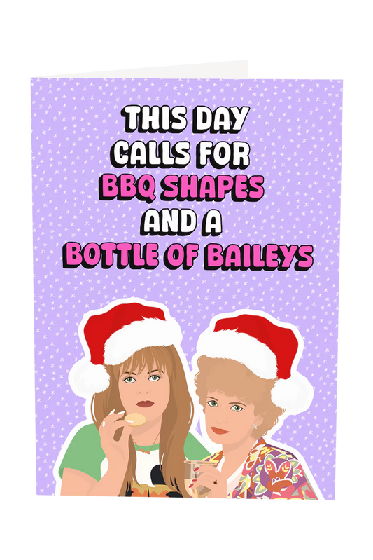 Kath and Kim: BBQ Shapes And A Bottle Of Baileys Christmas Card Greeting Card