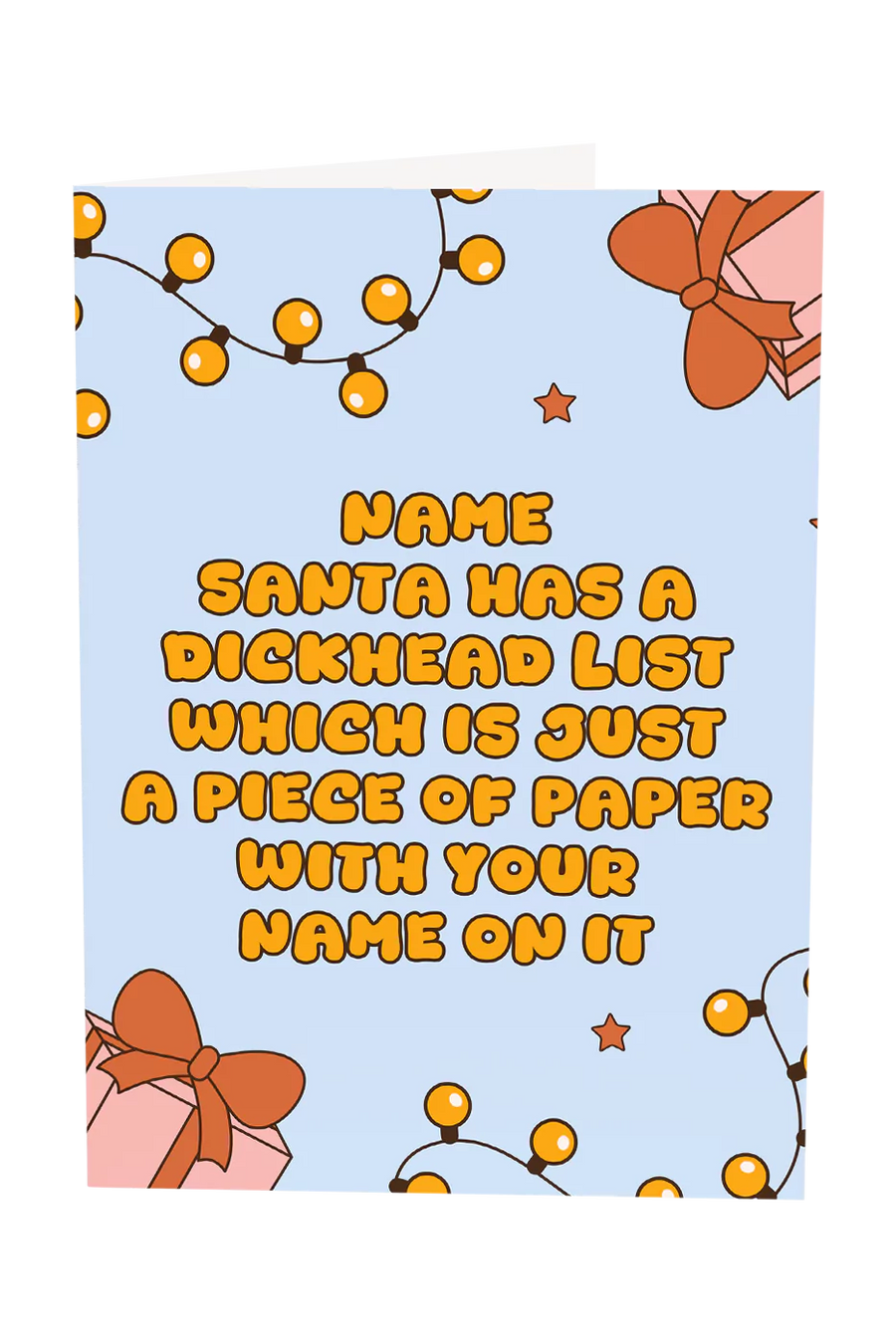 Santa Has A Dickhead List Custom Name Christmas Greeting Card