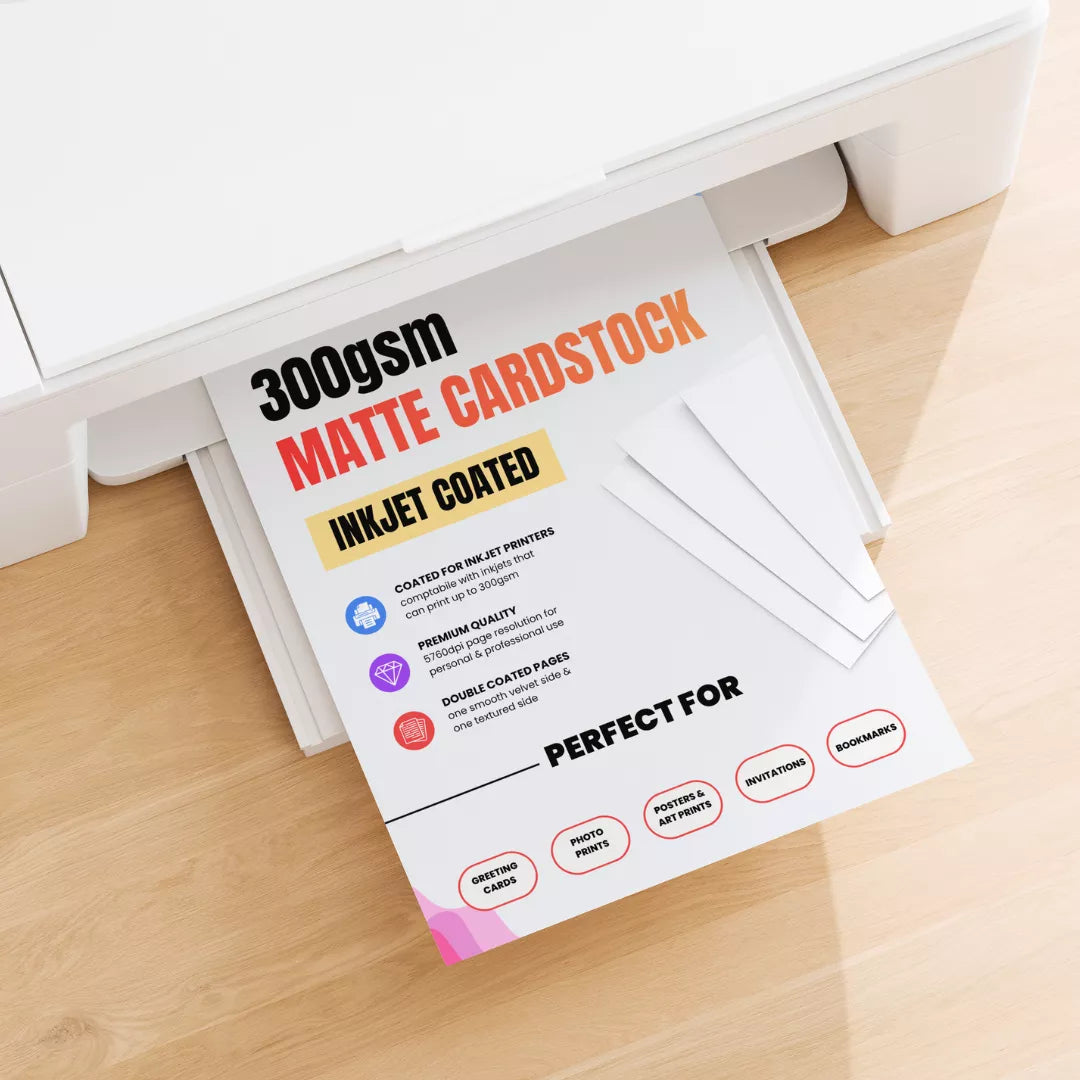 Extreme Quality 300gsm Matte Paper Cardstock – A4 Home Inkjet Coated – No Warping, Perfect for Cards, Photos, Invitations & DIY Projects