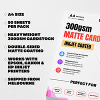 Extreme Quality 300gsm Matte Paper Cardstock – A4 Home Inkjet Coated – No Warping, Perfect for Cards, Photos, Invitations & DIY Projects