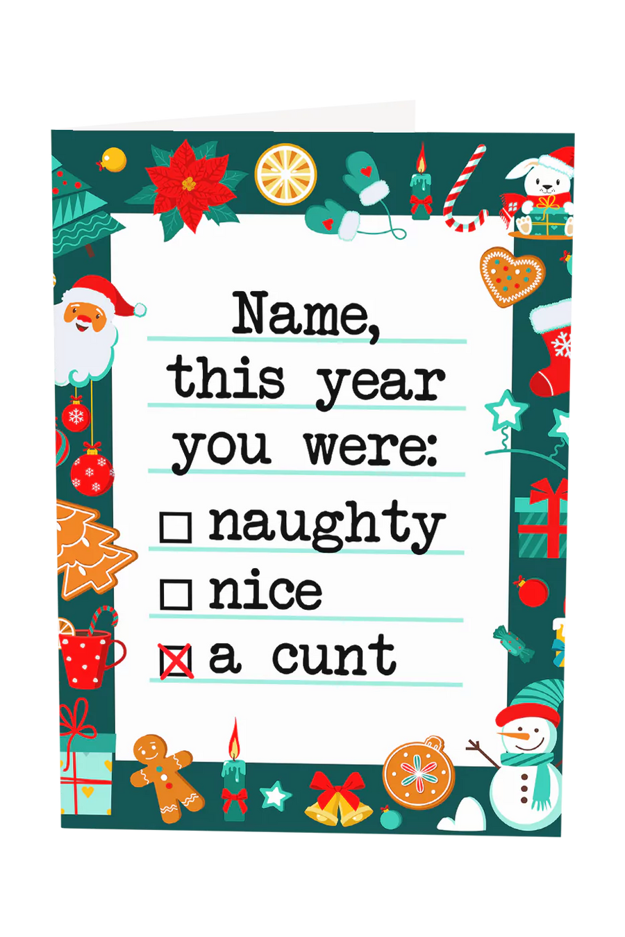 This Year You Were A Cunt Custom Name Christmas Greeting Card