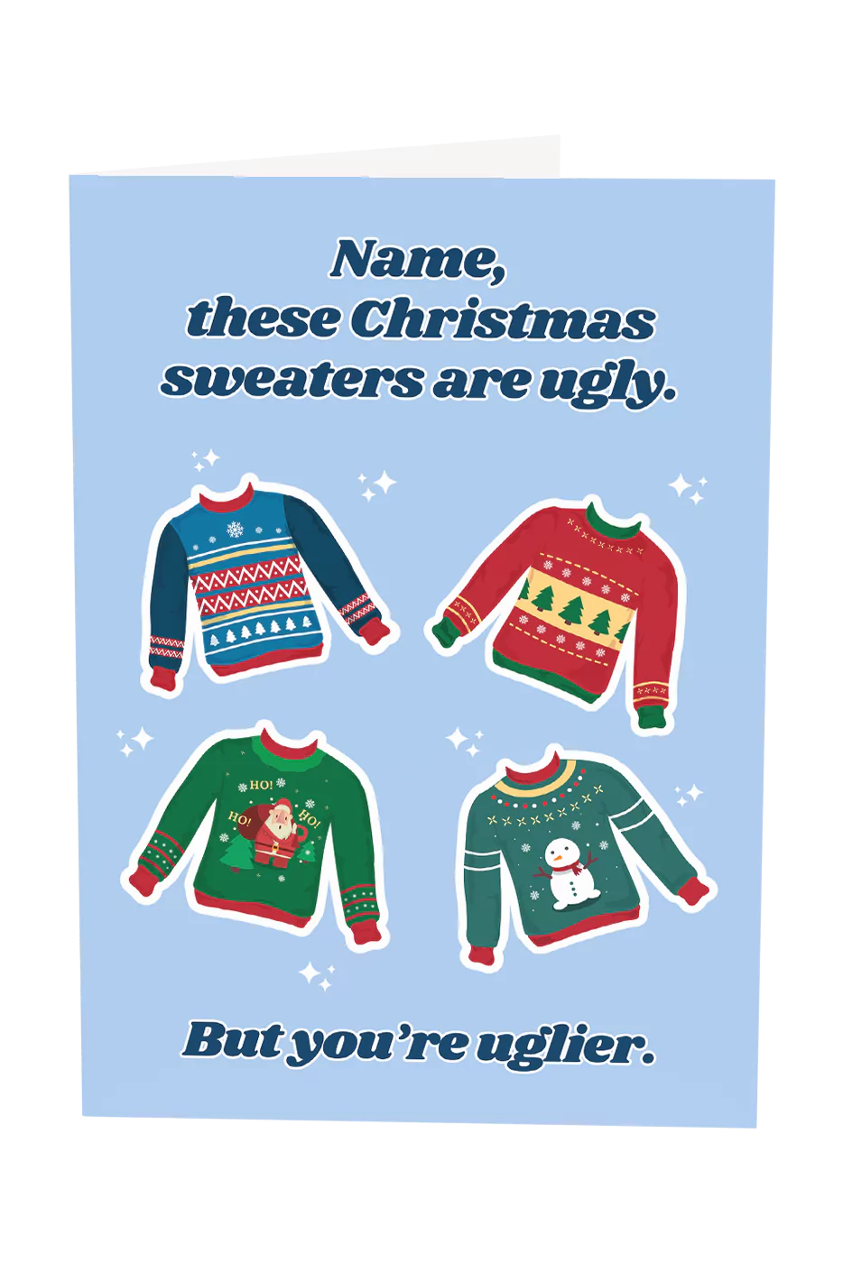 Ugly Christmas Sweaters Custom Name Greeting Card