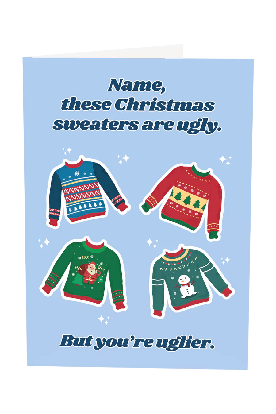 Ugly Christmas Sweaters Custom Name Greeting Card